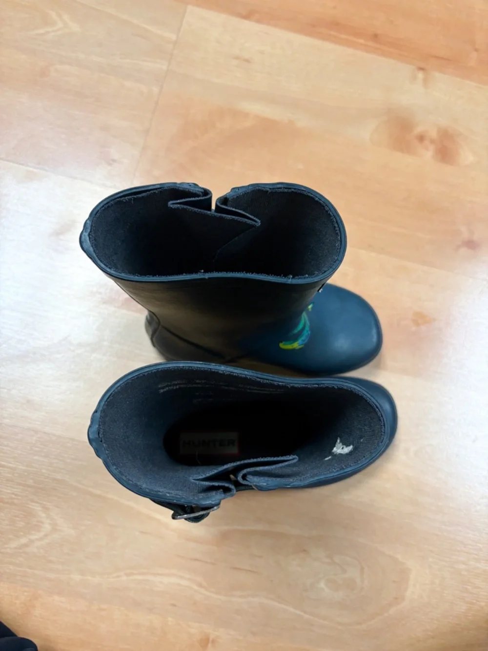 Hunter Navy Blue & Green Crab Graphic Rubber Rain Boots Unisex Toddler 8